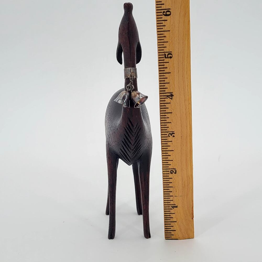 Vintage Wood Hand Carved Llama Alpaca Figurines with Sterling Silver Bells Peru - Picture 5 of 8